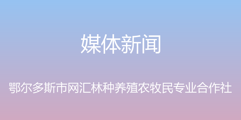 媒体新闻 - 鄂尔多斯市网汇林种养殖农牧民专业合作社